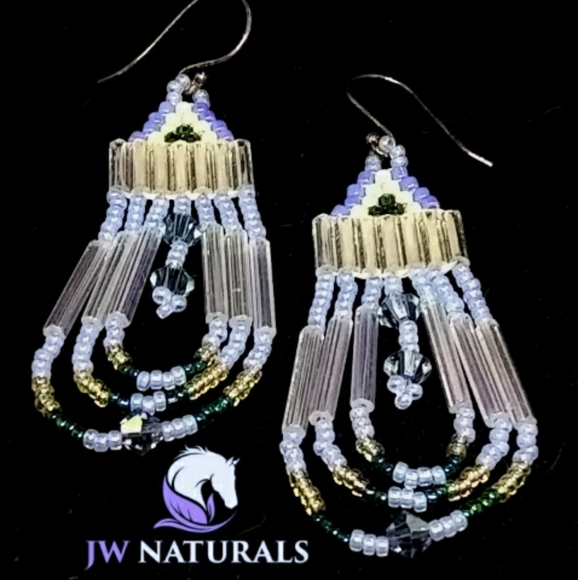 JRW Lilac Purple Swarovski Beaded Earrings - Picture 3 of 7